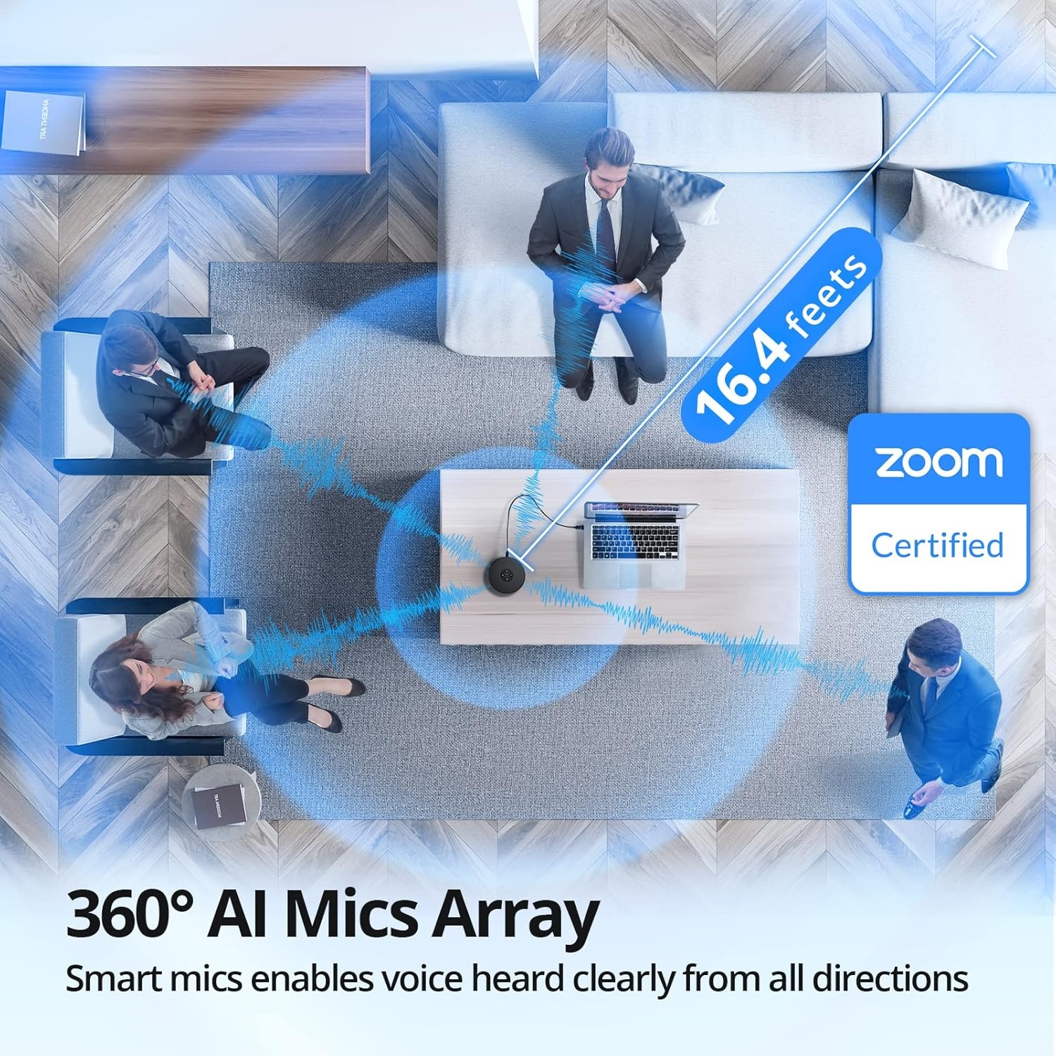 image:imageEMEET USB Speakerphone M1A Zoom Certified AI Mics 360Voice Pickup USB Type CA PlugampPlay Computer Speakers with Microphone Fast Mute Noise Reduction Echo Cancellation for 58 People for Zoom TeamsZoom Certified USB M1A for 6 People