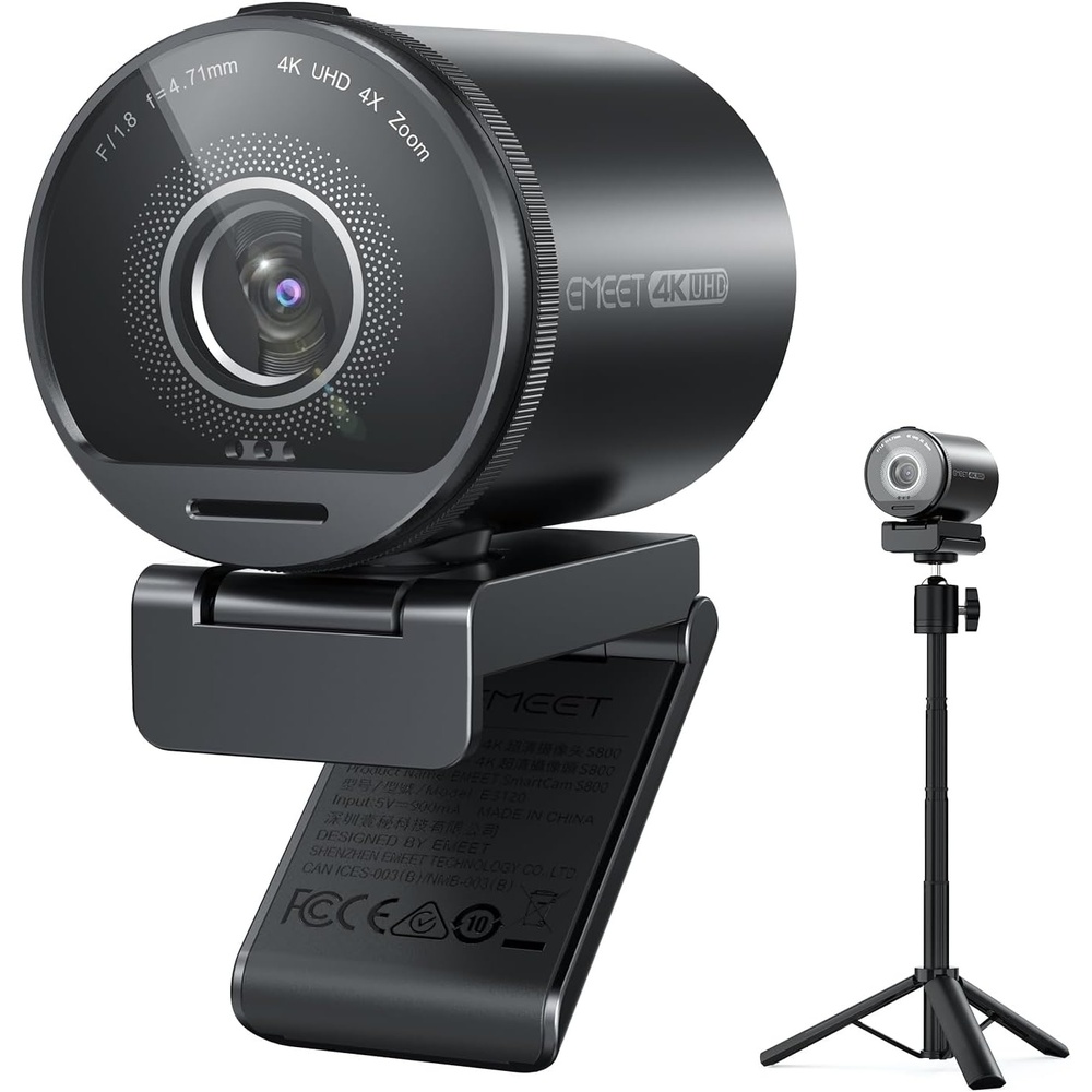 image:imageEMEET S600 4K Webcam for Streaming Sony 1255 Sensor PDAF Autofocus 1080P60FPS 2 Noise Reduction Mics Builtin Privacy Cover 73 FOV Streaming Camera for Live CommerceGamingBeautyS800 12 Sensor with Tripod
