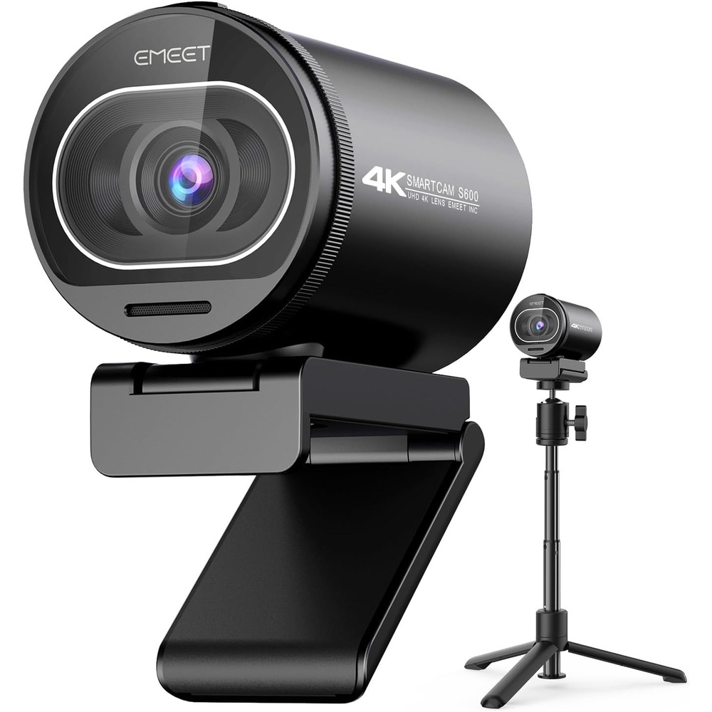 image:imageEMEET S600 4K Webcam for Streaming Sony 1255 Sensor PDAF Autofocus 1080P60FPS 2 Noise Reduction Mics Builtin Privacy Cover 73 FOV Streaming Camera for Live CommerceGamingBeautyS600 Sony Sensor with Tripod