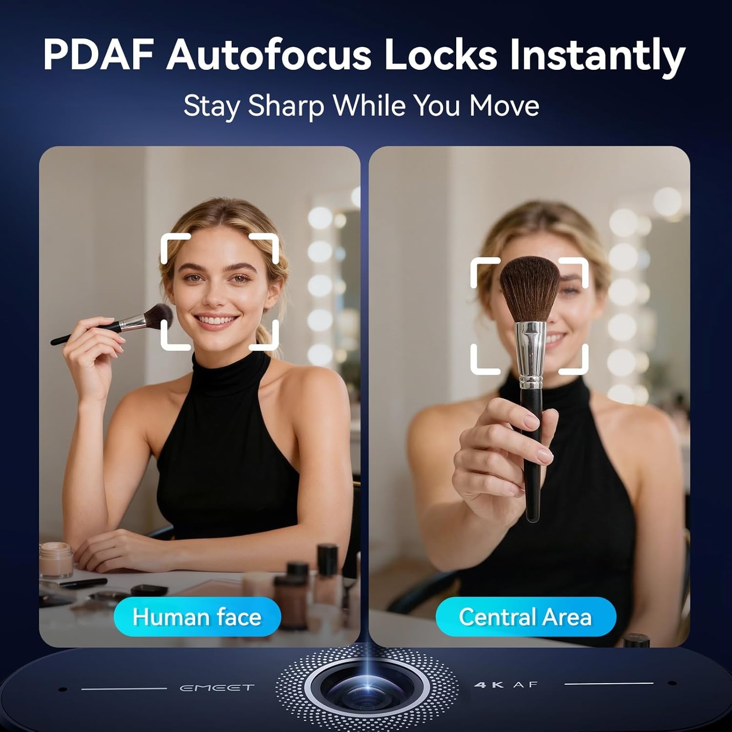 image:imageEMEET C60E DualCamera 4K Webcam for Streaming WideAngle and Telephoto Cameras Max 11X Hybrid Zoom amp PDAF Autofocus Remote Control RGB Lighting 2 Mics Ideal for Livestreaming and Online MeetingSingleCamera w Tripod