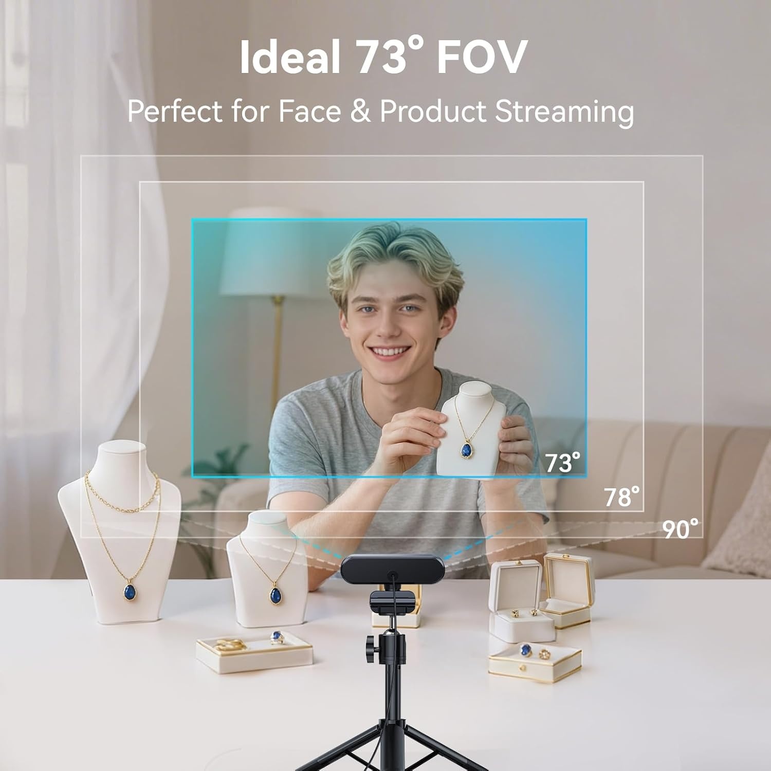 image:imageEMEET C60E DualCamera 4K Webcam for Streaming WideAngle and Telephoto Cameras Max 11X Hybrid Zoom amp PDAF Autofocus Remote Control RGB Lighting 2 Mics Ideal for Livestreaming and Online MeetingSingleCamera w Tripod