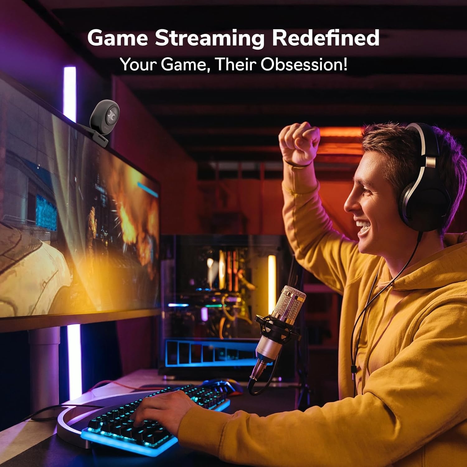 image:imageEMEET Piko 4K Webcam for Streaming Worlds 1st DualCamera AIPowered 4K Camera wAI Autofocus 3 Mics Arrayamp3 Sound Modes USB Webcam with Clip Great for Streaming Desk SetupBlack