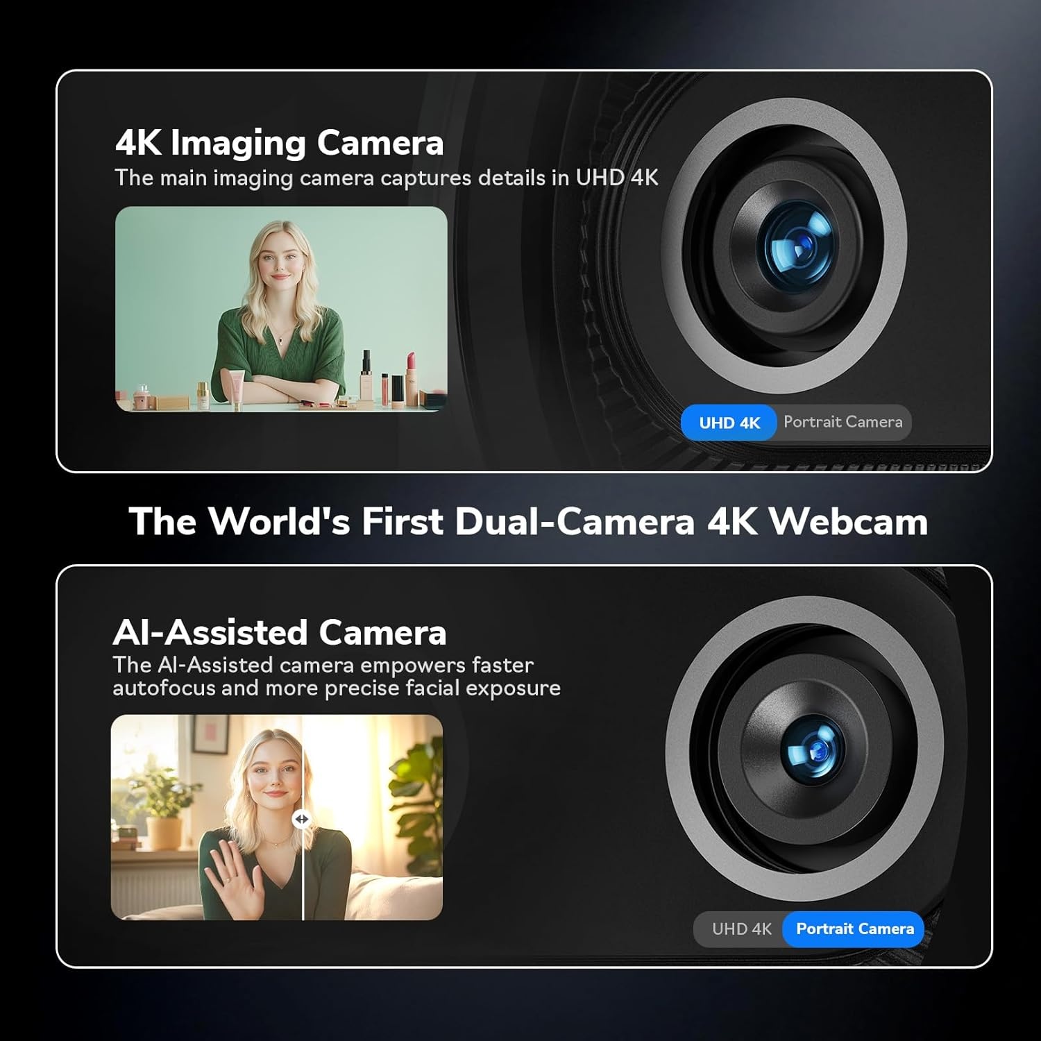image:imageEMEET Piko 4K Webcam for Streaming Worlds 1st DualCamera AIPowered 4K Camera wAI Autofocus 3 Mics Arrayamp3 Sound Modes USB Webcam with Clip Great for Streaming Desk SetupGreen