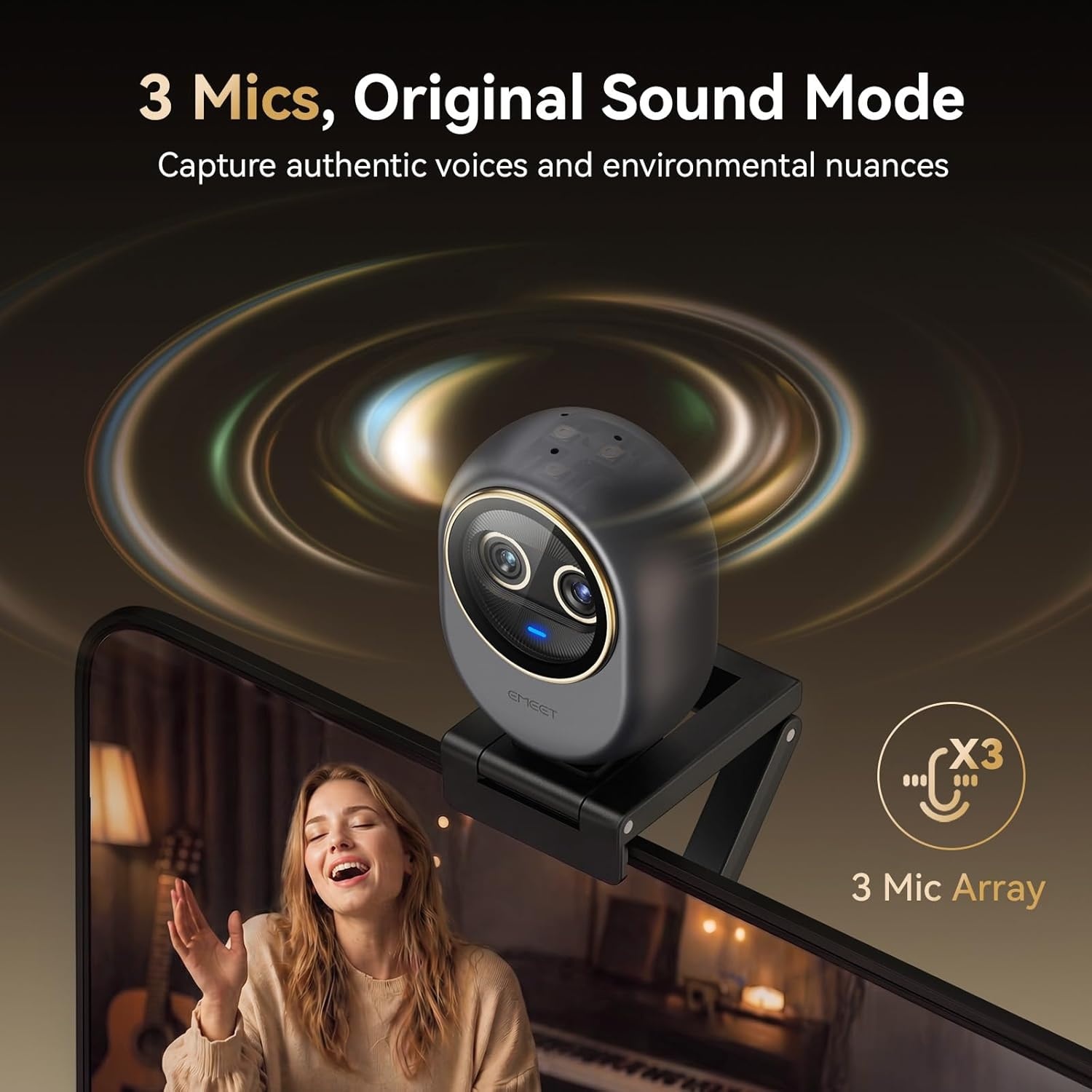 image:imageEMEET Piko Piko Plus Worlds 1st DualCamera AIPowered 4K Webcam 1255 Sony Sensor 3 Micsamp3 Sound Modes Panda Magnetic Privacy Cover USB CCampCA Ideal for LivestreamersSpace Grey