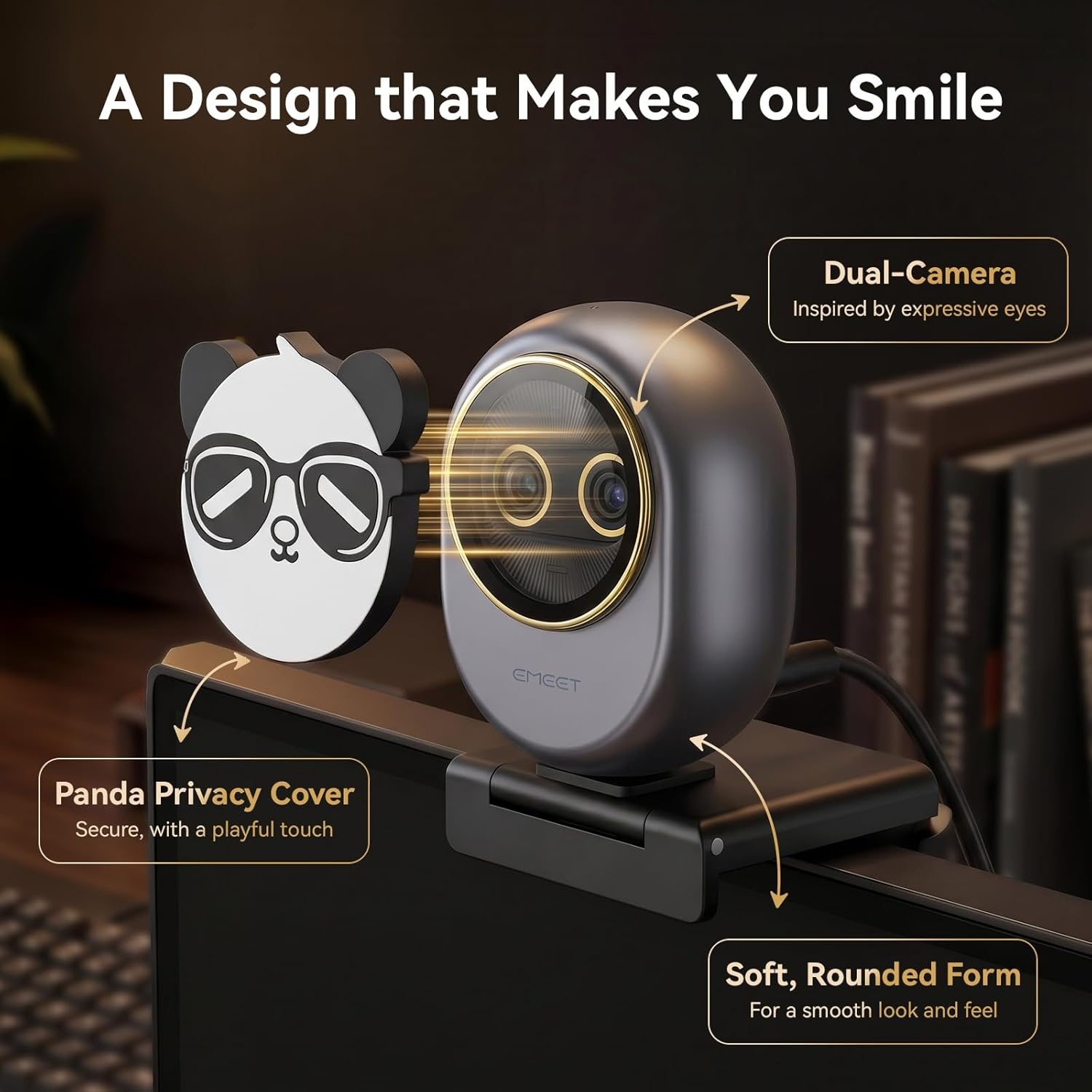 image:imageEMEET Piko Piko Plus Worlds 1st DualCamera AIPowered 4K Webcam 1255 Sony Sensor 3 Micsamp3 Sound Modes Panda Magnetic Privacy Cover USB CCampCA Ideal for LivestreamersSpace Grey